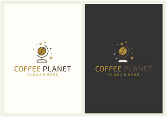 globe and coffee beans logo design