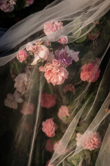 pink flowers beyond the veil