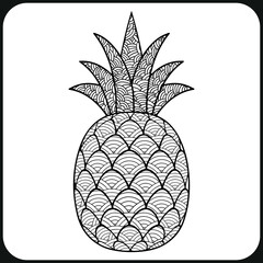 coloring book page for adults. Contour fruit in a mandala style