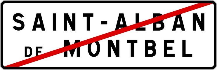 Panneau sortie ville agglomération Saint-Alban-de-Montbel / Town exit sign Saint-Alban-de-Montbel