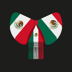 Traditional Mexican bow tie worn by the mariachi or charro for the celebration of the independence of Mexico or the celebration of Mexican holidays. - obrazy, fototapety, plakaty