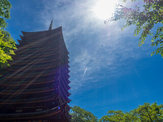 夏空の十三重の塔