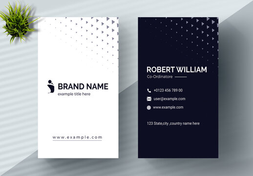 Black and White Business Card Layout with Circular Element