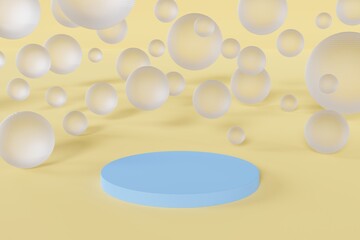 background with stand and translucent balls 3d