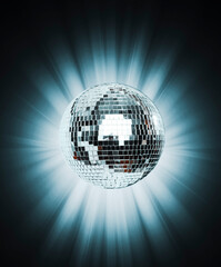 Shining Disco Ball on blue background light