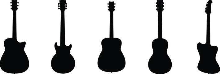 Guitar Silhouettes in vector - obrazy, fototapety, plakaty