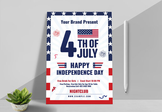 Independence Day Flyer with Flag