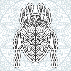 Insect Mandala coloring pages. Stress Relieving Animals Designs
