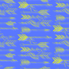 native boho aztec ethnic arrows with beads and feathers vector seamless pattern hand drawn illustration
