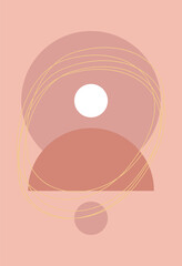 Abstract modern aesthetic design of the mid-century with geometric forms of balance. Modern minimalist art print. Composition of simple figures.