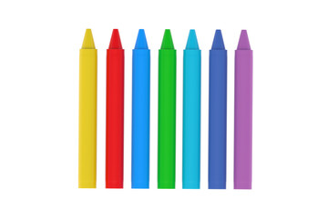 Row of blank wax crayons isolated on white background. 3d render