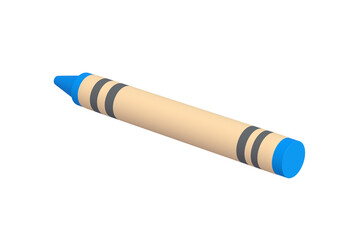 One red wax pencil isolated on white background. Top view. 3d render