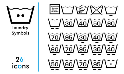 Wash care symbol - laundry symbols - Laundry symbols chart icons 