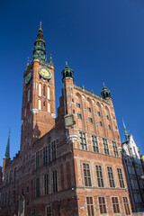 Fototapeta na wymiar Main Town Hall on Dluga Street in Gdansk, Poland