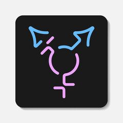 Transgender line icon. Stylized blue and pink gender symbol on black background. Best for mobile apps, social media, highlights and web design. - obrazy, fototapety, plakaty