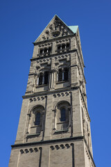 Catholic Church of St. Rochus (Rochuskirche, built between 1894 and 1897) is located at Rochusmarkt 5 in the Pempelfort district of Dusseldorf. Tower of the Rochus Church. DUSSELDORF, GERMANY.