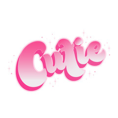 Cutie is a hand-drawn lettering. It can be used for T-shirts, stickers, greeting cards. The illustration is carefully digitized and ready for use. Vector illustration.