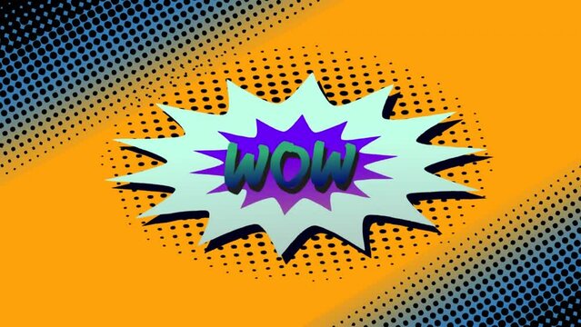 Animation of 5 comic options with writings and clouds