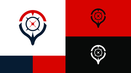 Deer Head Target Compass Hunter Logo Design Concept