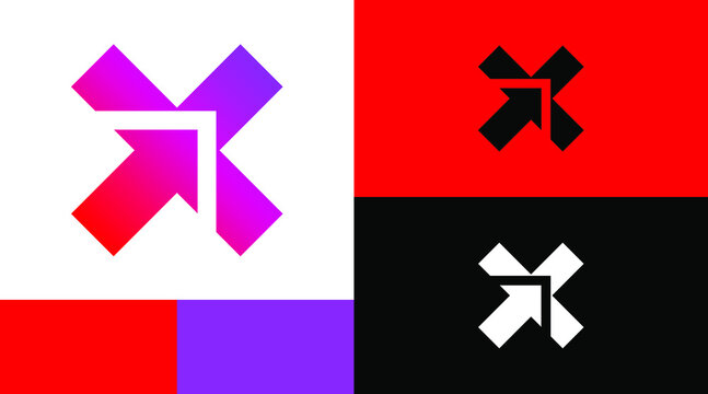 letter x Arrow Up Direction Monogram Logo Design Concept
