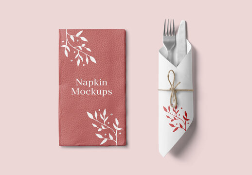 Cutlery with Paper Napkin Mockups