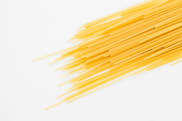 Raw pasta spaghetti isolated at white background