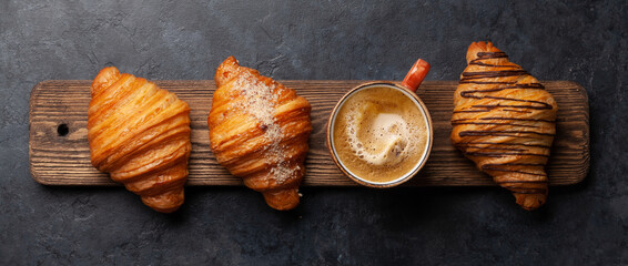 Various croissants and coffee