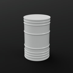 White barrel on a light background - white canister, can, oil, petroleum
