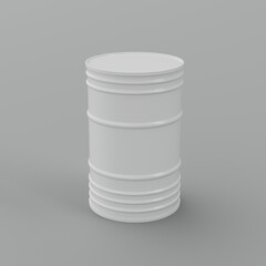 Obraz premium White barrel on a light background - white canister, can, oil, petroleum