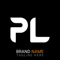 Pl Letter Logo design. black background.