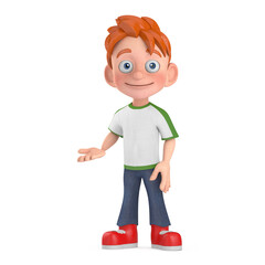 Cartoon Little Boy Teen Person Character Mascot. 3d Rendering