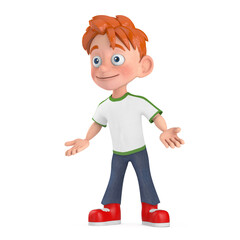 Cartoon Little Boy Teen Person Character Mascot. 3d Rendering