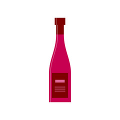 Bottle of red wine, great design for any purposes. Flat style. Color form. Party drink concept. Simple image shape