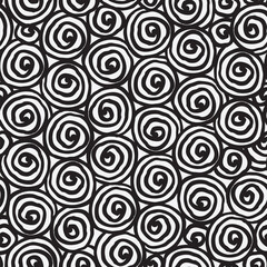 Fototapeta na wymiar Abstract seamless pattern with spiral black doodles