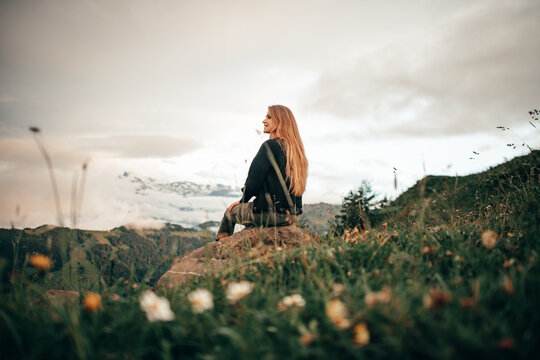 Girl in the Swiss Alps of Lucerne