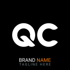 Qc Letter Logo design. black background.

