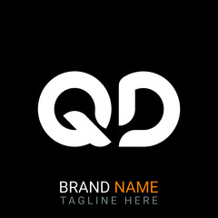 Qd Letter Logo design. black background.
