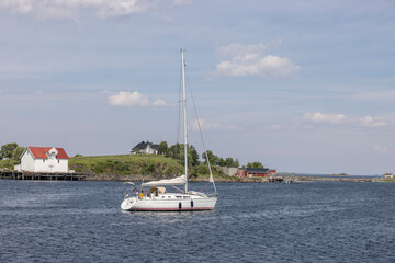 Fototapeta na wymiar Sailboats in the Brønnøysund harbor, Northern Norway- Europe