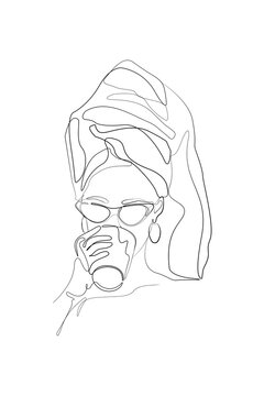 recommend clip art: Bathroom Wall Art | Woman in Towel Line Art | Minimalist Bathroom Art | Woman in Towel with Sunglasses | Minimalist Home Decor | Self Care Print