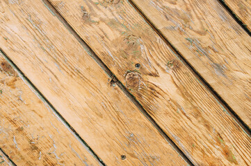 Background, texture of a wooden door, walls from old cracked boards. Photo, top view.