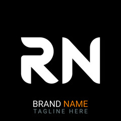 Rn Letter Logo design. black background.