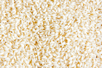 Arborio rice or risotto rice texture background.