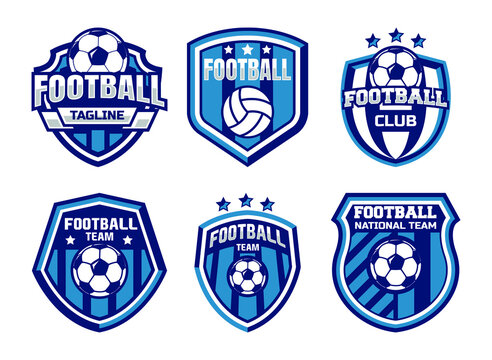 Set of soccer Logo or football club sign Badge. Football logo with shield background vector design