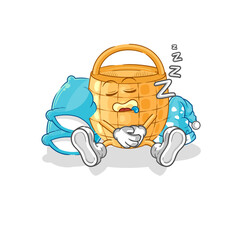 basket sleeping character. cartoon mascot vector