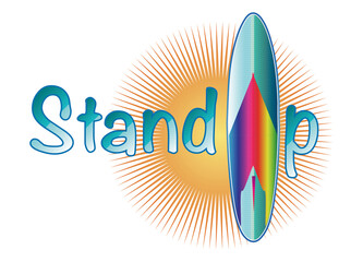 Stand up paddling Schriftzug mit Paddle Board