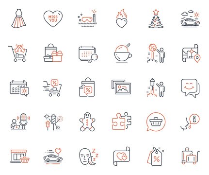 Holidays icons set. Included icon as Scuba diving, Miss you and Honeymoon travel web elements. Smile face, Luggage trolley, Map icons. Dress, Ice cream, Photo album web signs. Cross sell. Vector