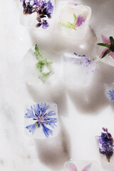 Ice cubes with flowers