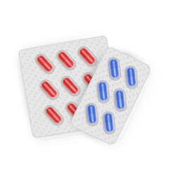 Blister with pills for illness and pain treatment isolated on white background. Medical drug package for tablet, Vector illustrations