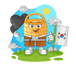 basket korean culture vector. cartoon character