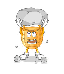 basket lifting rock cartoon character vector